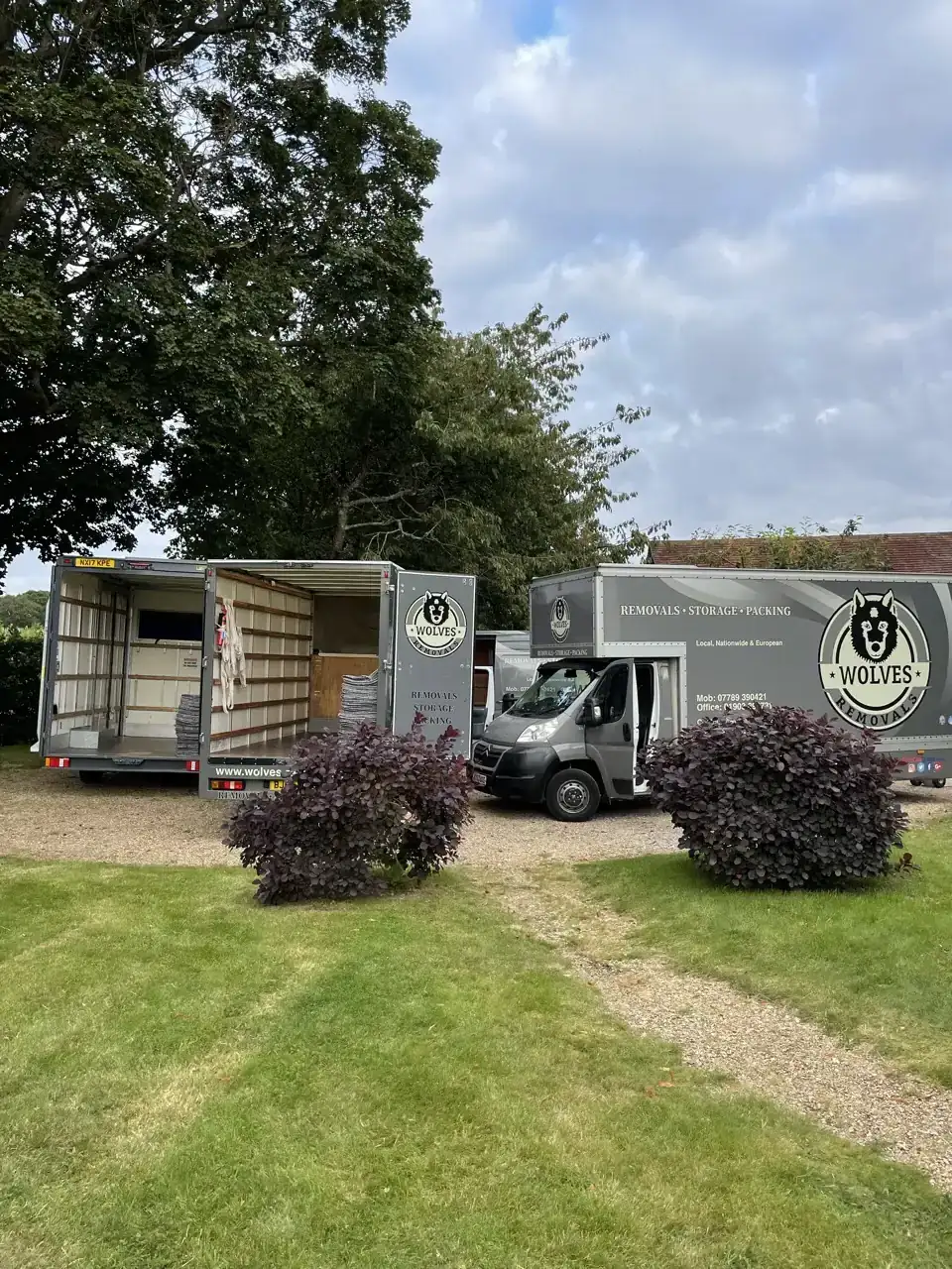 Removal vans at customer property