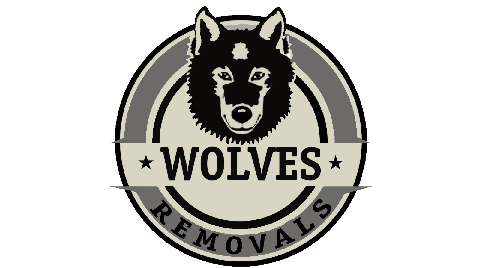 Wolves removals emblem white background