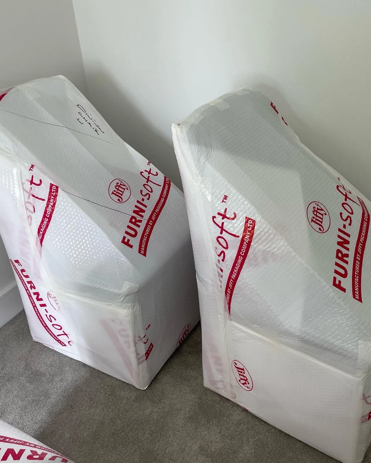 Wrapped furniture protective covers removals